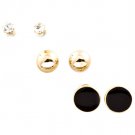 Black Earring Post Earring 3 Pair Set Prong Set Enamel 9 Mm Drop 32528-43817GDBLK