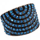 Blue Ring Adjustable Stretch Crystal Studs Convex Pave Set 18 Mm Tall 4152218-99278BNBLU