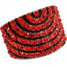 Red Ring Adjustable Stretch Crystal Studs Convex Pave Set 18 Mm Tall 4152218-99278BNRED
