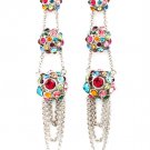 Multi Colored Earring Linear Drop Post Earring Fireball Multi Layered Half Dimensi 415255-99221RDMLT