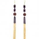 Purple Earring Linear Drop Fish Hook Crystal Studs Fireball Tassel 3 3 4 Inch Drop 415255-99234GDPUR