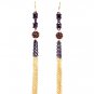 Purple Earring Linear Drop Fish Hook Crystal Studs Fireball Tassel 3 3 4 Inch Drop 415255-99234GDPUR
