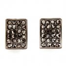 Black Earring Post Earring Crystal Studs Rectangular Shape Concave Pave Set 12 Mm  415255-99254BNBLK