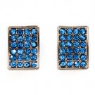 Blue Earring Post Earring Crystal Studs Rectangular Shape Concave Pave Set 12 Mm D 415255-99254BNBLU