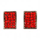 Red Earring Post Earring Crystal Studs Rectangular Shape Concave Pave Set 12 Mm Dr 415255-99254BNRED