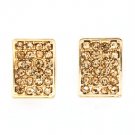 Brown Earring Post Earring Crystal Studs Rectangular Shape Concave Pave Set 12 Mm  415255-99254GDBRO
