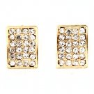 Clear Earring Post Earring Crystal Studs Rectangular Shape Concave Pave Set 12 Mm  415255-99254GDCLR