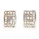 Aurore Boreale Earring Post Earring Crystal Studs Rectangular Shape Concave Pave S 415255-99254RDABO