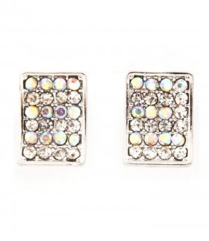 Aurore Boreale Earring Post Earring Crystal Studs Rectangular Shape Concave Pave S 415255-99254RDABO
