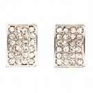 Clear Earring Post Earring Crystal Studs Rectangular Shape Concave Pave Set 12 Mm  415255-99254RDCLR