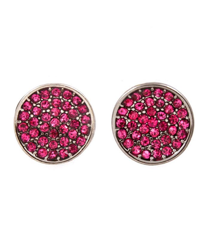 Fuschia Earring Post Earring Crystal Studs Disc Concave Pave Set 12 Mm ...