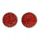 Red Earring Post Earring Crystal Studs Disc Concave Pave Set 12 Mm Drop 415255-99269BNRED