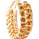 Brown Earring Pin Catch Bead Chain Prong Set Interlaced 1 3 4 Inch Drop 415255-99367GDBRO