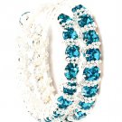 Teal Earring Pin Catch Bead Chain Prong Set Interlaced 1 3 4 Inch Drop 415255-99367SVTEL