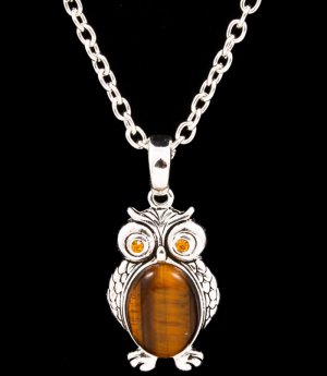 Brown Necklace Pendant Crystal Studs Owl Oval Formica Texture 1 1 2 Inch Pendant 18 432314-0013ASBRO