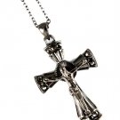 Black Necklace Pendant Cross Jesus Texture Crystal Studs 1 1 2 Inch Pendant 18 Inch 113114-1216BNBLK