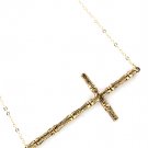 Gold Colored Necklace Pendant Cross 2 1 2 Inch Pendant 17 Inch Long / 113114-7003AGGOD