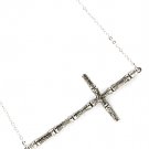 Silver Colored Necklace Pendant Cross 2 1 2 Inch Pendant 17 Inch Long / 113114-7003ASSIV