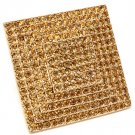Brown Ring Adjustable Stretch Rhinestone Square Pave Set 1 3 4 Inch Tall / 113118-2120GDBRO