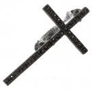 Black Ring Adjustable Cross Pave Set Bead Chain 1 3 4 Inch Cross 23 Mm Tall / 113118-6107BKBLK