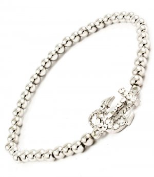 Clear Bracelet Stretch Anchor Bead Chain Crystal Studs 3 1 2 Inch Long / 11312-1758RDCLR