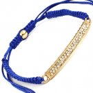 Blue Bracelet Cord Rectangular Shape Shambella Crystal Studs Hemp Cord Adjustable 5  11312-2369GDBLU