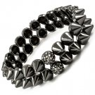 Black Bracelet Stretch Cone Shape Crystal Studs 14 Mm Width / 11312-2410BNBLK