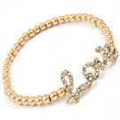 Clear Bracelet Stretch Love Bead Chain Crystal Studs 3 Inch Long / 11312-6003GDCLR