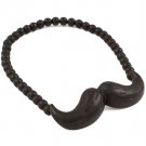 Black Bracelet Stretch Mustache Bead Chain 3 1 2 Inch Long / 11312-6048BKBLK