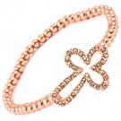 Brown Bracelet Stretch Cross Bead Chain Crystal Studs 3 Inch Long / 11312-6125COBRO