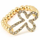 Clear Bracelet Stretch Cross Bead Chain Crystal Studs 3 1 2 Inch Long / 11312-6126GDCLR