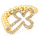 Clear Bracelet Stretch Cross Bead Chain Crystal Studs 3 1 2 Inch Long / 11312-6126MGCLR