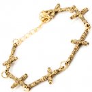 Gold Colored Bracelet Religious Cross Lobster Clasp 6 Inch Long / 11312-7015AGGOD