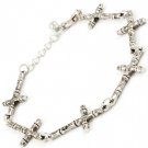 Silver Colored Bracelet Religious Cross Lobster Clasp 6 Inch Long / 11312-7015ASSIV