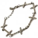Black Bracelet Religious Cross Lobster Clasp 6 Inch Long / 11312-7015BNBLK