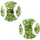 Green Earring Post Earring Crystal Studs Texture Tennis Ball Sports 14 Mm Drop 11315-1343RDGRN