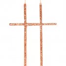 Brown Earring Linear Drop Cross Crystal Studs Fish Hook Pave Set 4 1 4 Inch Drop / 11315-1543COBRO