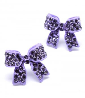 Purple Earring Stud Crystal Studs Ribbon 3 4 Inch Width 11315-2010PUR