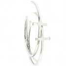 Silver Colored Earring Hoop Cross 2 1 2 Inch Drop / 11315-6092RDSIV