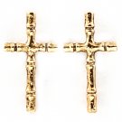 Gold Colored Earring Post Earring Cross 21 Mm Drop / 11315-7007AGGOD