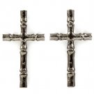 Black Earring Post Earring Cross 1 1 4 Inch Drop / 11315-7008BNBLK