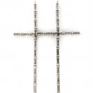 Silver Colored Earring Fish Hook Cross 4 1 2 Inch Drop / 11315-7011ASSIV