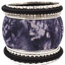 Black Bracelet Bangle Stackable Crystal Studs Fabric Threads Various Hoops Texture P 11622-0732RDBLK