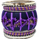 Purple Bracelet Bangle Stackable Glass Stones Mixed Beads Threads Metal Chains Fabri 11622-0852TTPUR