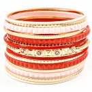 Red Bracelet Bangle Stackable Pyramid Shape Enamel Various Hoop Crystal Studs 2 Inch 11622-1613GDRED