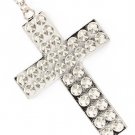 Silver Colored Necklace Pendant Cross Cone Shape Long Necklace 3 Inch Pendant 30 I 12141431-325RDSIV