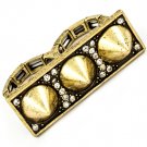 Clear Ring Adjustable Cone Shape Rectngular Shape Two Finger Ring Crystal Studs 10 12141828-355BOCLR