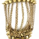 Gold Colored Bracelet Stretch Pyramid Shape Bead Cone Shape Two Bracelets Connected 1214228-484BOGOD