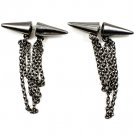 Black Earring Post Earring Cone Shape Place Front And Back Of Ear 2 Inch Drop / 1214529-955BNBLK
