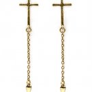 Gold Colored Earring Linear Drop Cross Cone Shape 3 Inch Drop / 1214529-960BOGOD